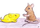 A mouse talks to a mouse made of cheese