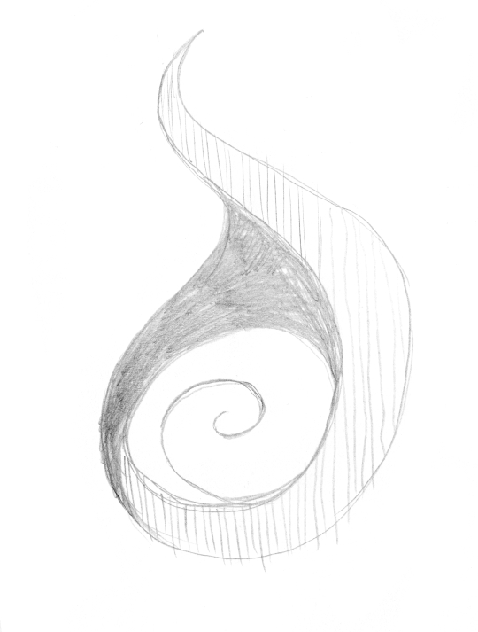 A simple abstract doodle based on a spiral and a water drop shape