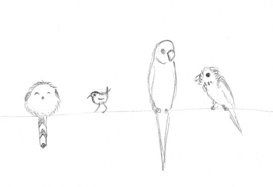 Sketch of birds on a wire