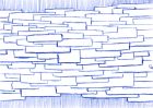 a pattern made up of overlapping long, narrow rectangles with rounded corners, drawn using blue ballpoint pen.