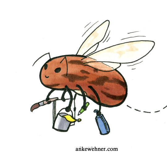 marker drawing of a cross between a bean and a bee