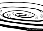 Abstract black and white ink drawing based on a spiral