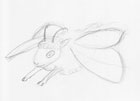 Sketch of a cartoony sheep with butterfly wings.