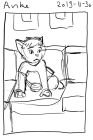 Sketch of me as a catgirl, curled up on my couch.