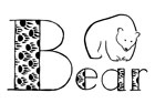 Stylized black line drawing of a bear and the word "Bear" lettered with a very big B